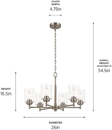 Kichler Winslow 6-Light Chandelier, Brushed Nickel
