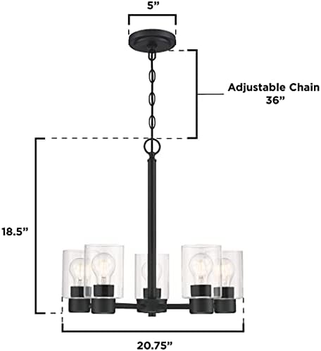 Westinghouse 6115300 Sylvestre Five-Light Chandelier, Matte Black