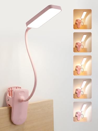 Pink Clip-on Desk Lamp, 9 Brightness, 5 Colors