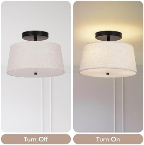 3-Light Semi Flush Mount Ceiling Light, 12.6 Inch