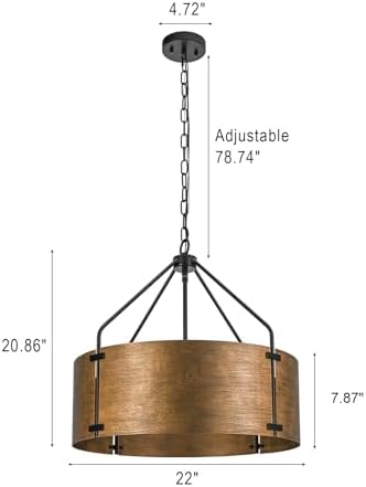 22" Copper Bronze Drum Chandelier