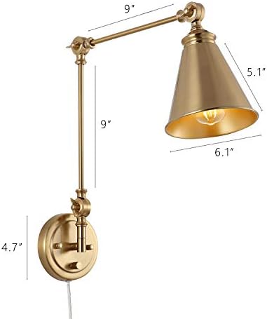 WINGBO Brass Swing Arm Wall Sconces, Set of 2