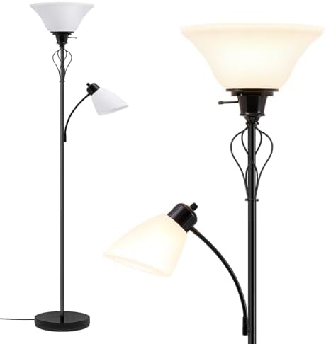 70" Tall Torchiere Floor Lamp, Plastic Shade