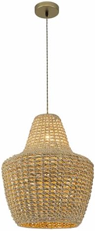 Modern Rattan Dome Pendant Light, 19 in. Natural
