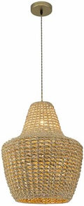 Modern Rattan Dome Pendant Light, 19 in. Natural