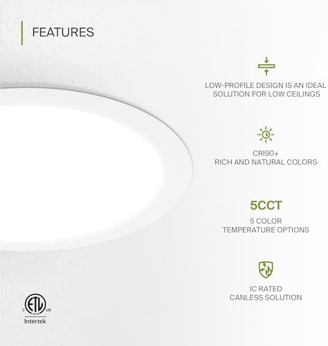 ASD 4 Pack 11/12 Inch LED Recessed Lighting
