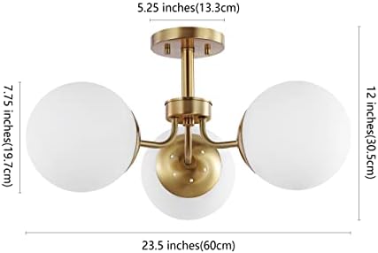 JONATHAN Y Olivier 3-Light Semi Flush Mount 23.5" Metal, Brass Gold
