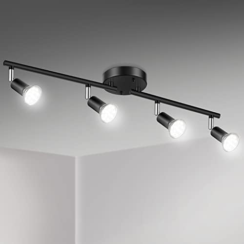 Unicozin LED 4 Light Track Lighting Kit, 24.8'' Black 4 Way Ceiling