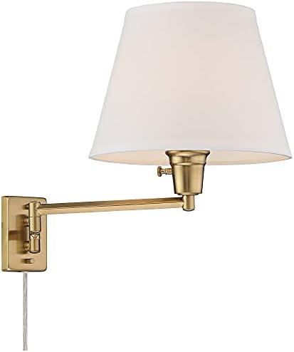 Warm Gold Plug-in Swing Arm Wall Lamps, Set of 2