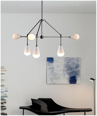Modern Industrial Metal Chandelier, White & Black
