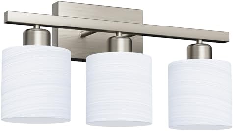 PARTPHONER 3-Light Bathroom Vanity Light, Brushed Nickel