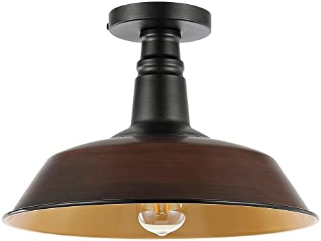 JONATHAN Y Camila 14" Industrial Semi Flush Mount, Black/White