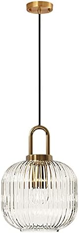 Industrial Vintage Ribbed Glass Pendant Light, Bronze Finish