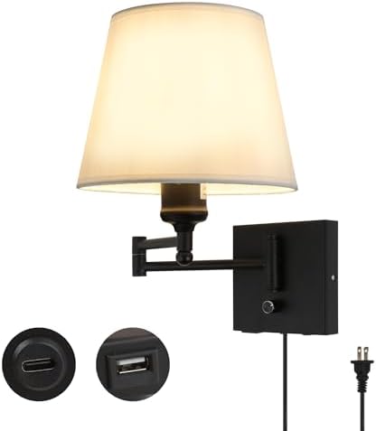 Black Plug-in Swing Arm Wall Sconce