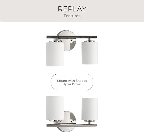 Progress Lighting Replay 2-Light Bath Vanity Light, Polished Nickel