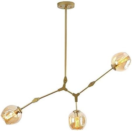 Modern Industrial Iron Pendant Light, Amber, 3 Lights