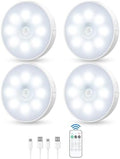 Motion Sensor Puck Lights, Cool White, 4-Pack