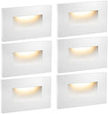 6-Pack 120V Selectable LED Step Lights, White Aluminum