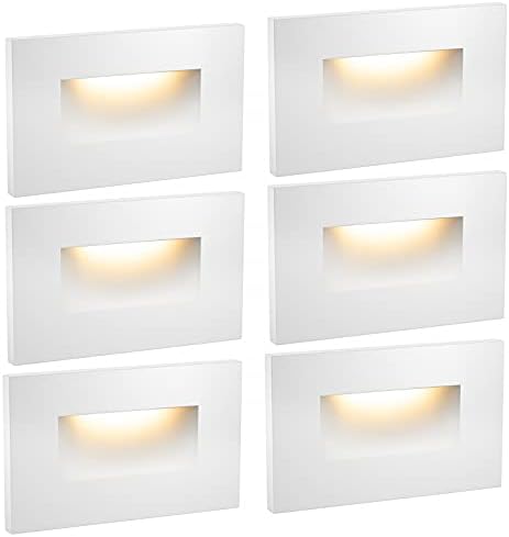 6-Pack 120V Selectable LED Step Lights, White Aluminum