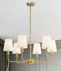 6-Light Brushed Gold Chandelier, Fabric Shades