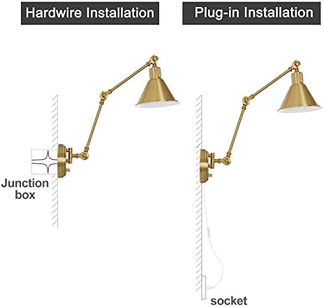 TRLIFE Brushed Brass Dimmable Plug-in Wall Sconce, 1 Pack