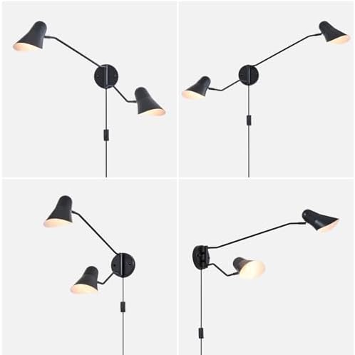 Black 2-Light Swing Arm Wall Sconces