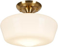 Schoolhouse Style 12" Gold Semi Flush Mount Ceiling Light