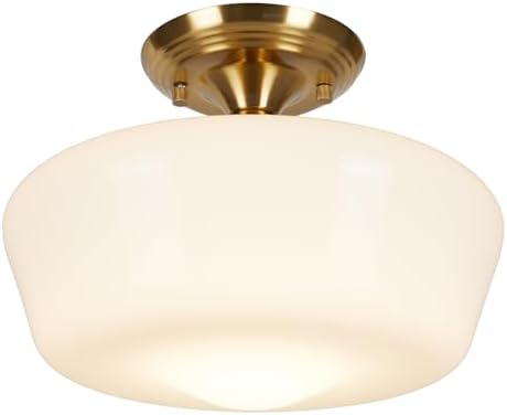 Schoolhouse Style 12" Gold Semi Flush Mount Ceiling Light