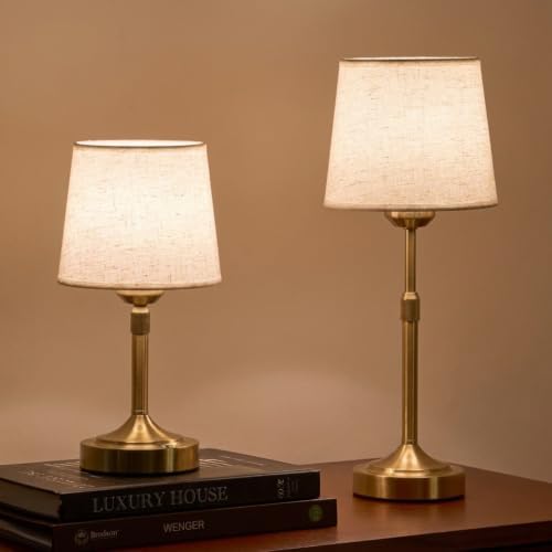 2 Pack Rechargeable Cordless Table Lamps, Gold