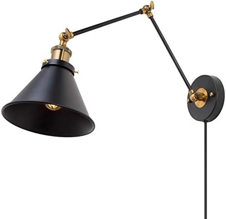 LNC Adjustable Swing Arm Wall Sconce, Antique Brass