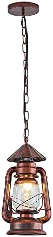 NOXARTE Vintage Pendant Light, Glass Shade, 7 Inch x 15 Inch