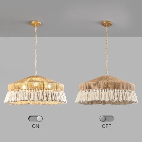 Large 3-Light Handwoven Rattan Pendant Light
