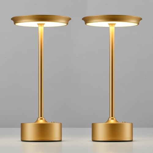 PUSU Rechargeable Table Lamps, Set of 2, Gold