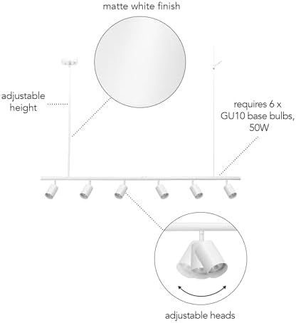 Globe Electric 55" 6-Light Track Lighting, Matte White