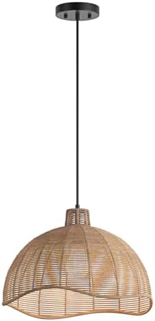 Aiwen 15.94 in 1-Light Brown Rattan Pendant Light