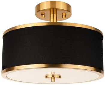Edwarmlux 3-Light 12.6" Gold Semi Flush Mount Ceiling Light