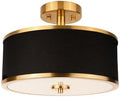 Edwarmlux 3-Light 12.6" Gold Semi Flush Mount Ceiling Light