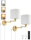 Gold Swing Arm Wall Sconces, Set of Two