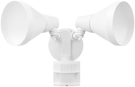 GLOBE 180-Degree 240 W Twin Head White Hardwired Motion Sensor