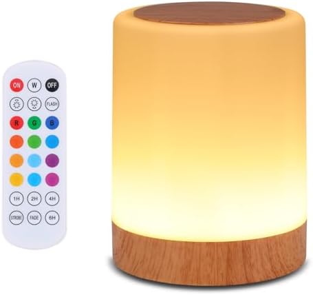 OORUN Touch Bedside Table Lamp, 13 RGB Colors, Rechargeable