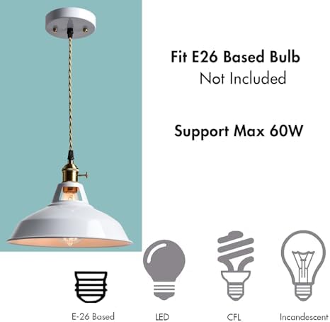 CLAXY Industrial White Metal Pendant Light