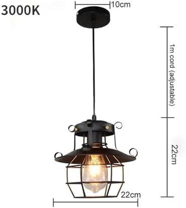 Industrial Loft Retro Iron Pendant Light, Warm White
