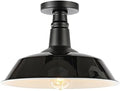 JONATHAN Y Camila 14" Industrial Semi Flush Mount, Black/White
