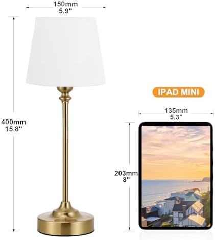 Kakanuo Gold Cordless Table Lamp, 1 Pack