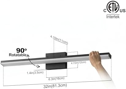 mirrea 32in Black LED Vanity Light