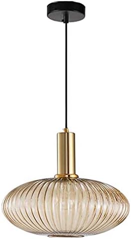 11.8 Inches Amber Glass Brass Pendant Light