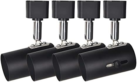 H-Type E26 Track Lighting Heads, 4-Pack, Black