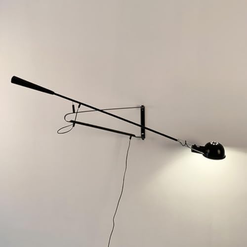 Long Swing Arm Wall Lamp, Black