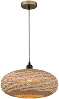 Handmade Rattan Oval Pendant Light, 16" Wide