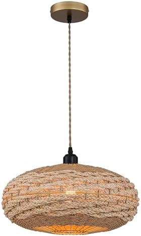 Handmade Rattan Oval Pendant Light, 16" Wide
